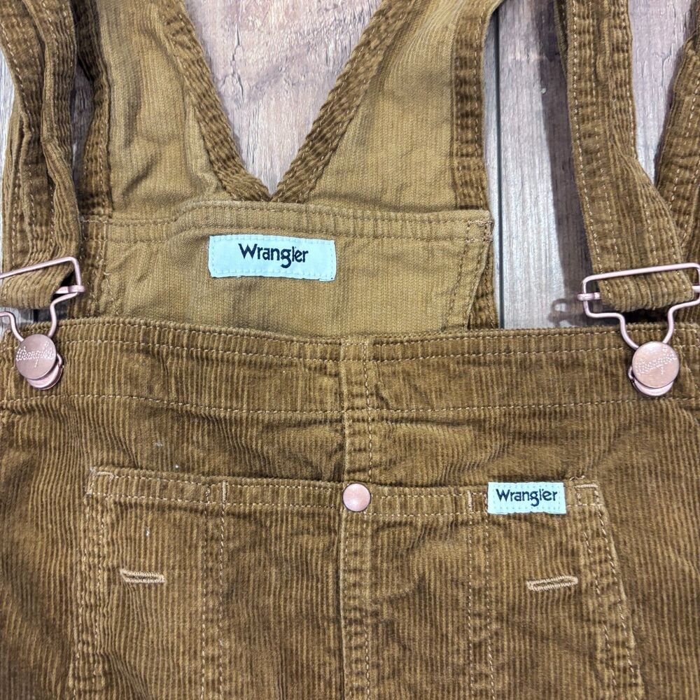 Free People Wrangler Brown Corduroy Straight-Leg Small Bib Overalls Jumpsuit - Picture 6 of 13